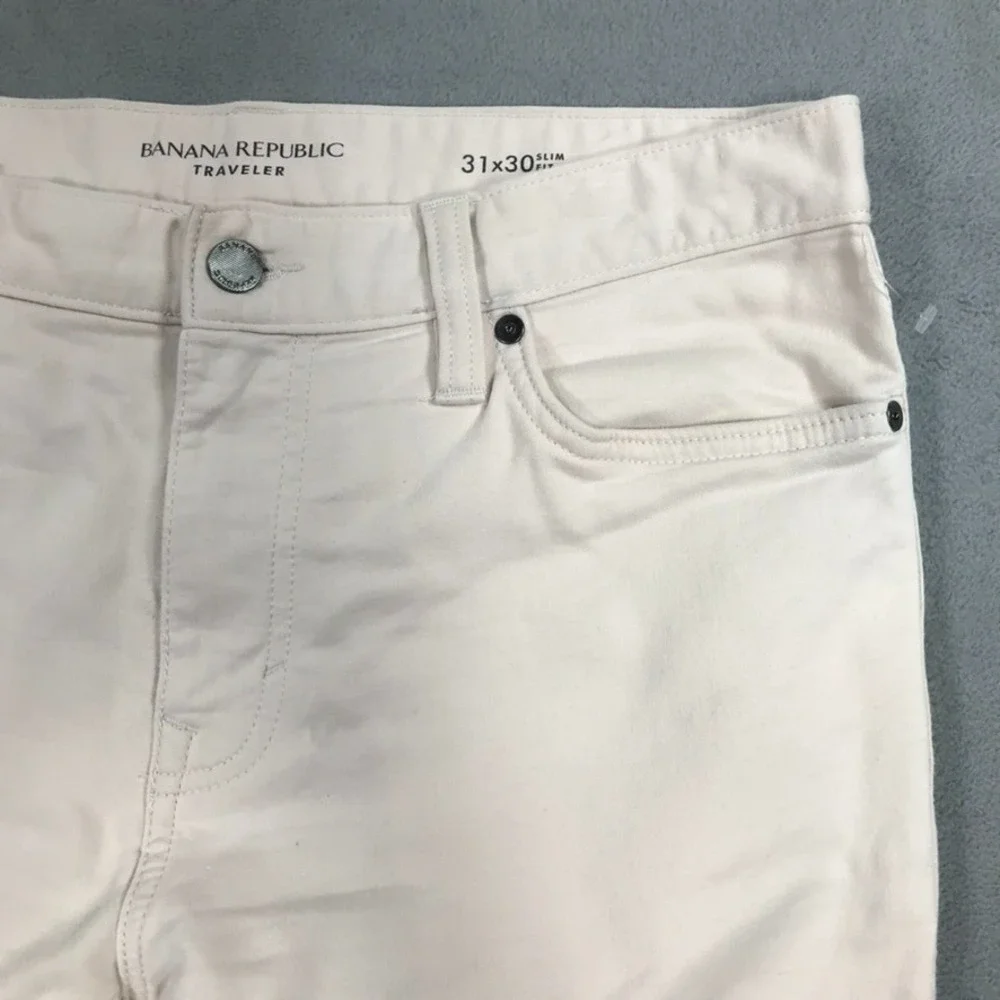 Banana Republic Pants Mens 31x30 Beige Traveler Chino Straight Stretch slim Fit